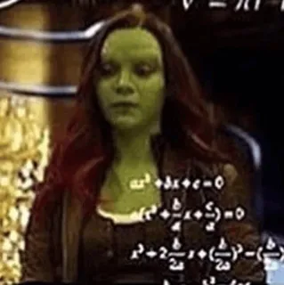 🌪 Gamora marvel, confuso, equações, gamora, verde, calculando telegram sticker