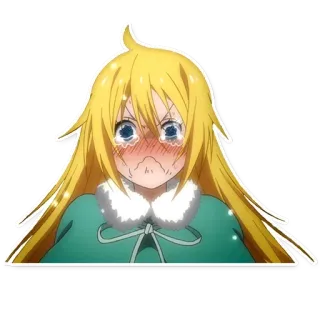 💛 애니메이션 여자, 울고 있는, 당황한, 금발 머리, 애니메이션, 만화 telegram sticker