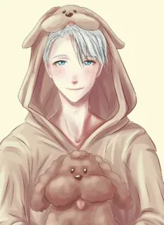 ❄️ anime, cartoon, cute, smiling, character, dog, pajamas telegram sticker