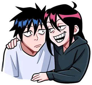 😁 dessin animé, couple, animé, personnages telegram sticker