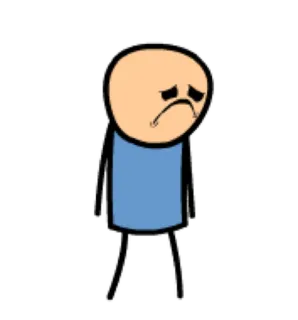😔 伤心, Cyanide and Happiness, 卡通, 悲伤, 角色, 插画 whatsapp sticker