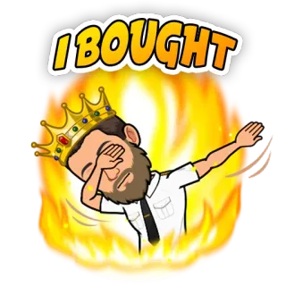 😎 I BOUGHT Bitmoji, Krone, Feuer, Dab, Cartoon telegram sticker
