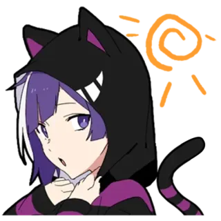 😆 anime, cat, hoodie, cartoon, girl telegram sticker