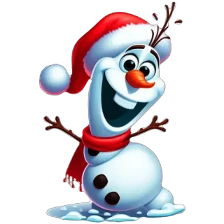 🫥 Olaf Frozen Olaf, Frozen, Disney, Christmas, Santa Hat, Snowman, Holiday telegram sticker