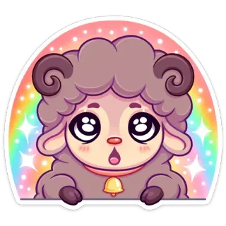 🥺 pecora, cartone animato, carino, animale, illustrazione, kawaii, arcobaleno, adesivo telegram sticker