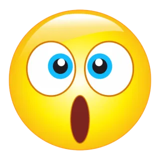 😮 Emoji, Visage, Choqué, Surpris, Jaune, Expression, Émoticône, Mème whatsapp sticker