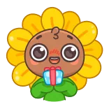 🎁 Blume, Sonnenblume, Geschenk, niedlich, Pflanze, Cartoon whatsapp sticker