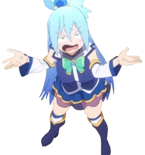 😭 Aqua Konosuba Anime, Karakter, Konosuba, Aqua, lucu, rambut biru muda, gadis anime telegram sticker
