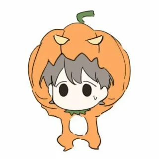 😶 호박, 할로윈, 코스튬, 귀여운, 만화 telegram sticker