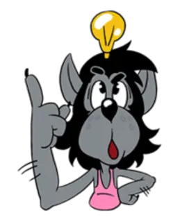 ❗ cartone animato, lupo, lampadina, idea, pensiero telegram sticker