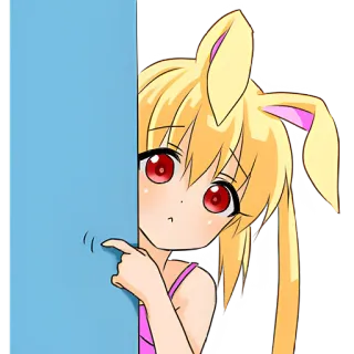 😳 Anime, Coniglio, Ragazza, Carina, Sbirciare, Cartone animato telegram sticker