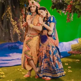 👩‍❤️‍👨 couple, indian, traditional, clothing, love, radha krishna telegram sticker