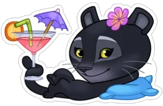 💢 Panther, Koktail, Binatang, Lucu, Kawaii telegram sticker