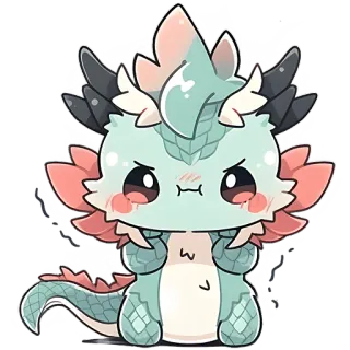 🤨 sticker, drache, süß, kawaii, cartoon, monster telegram sticker