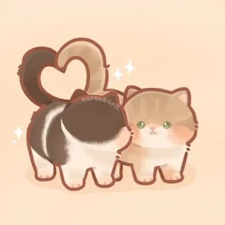 ✨ kopebeans gato, kawaii, fofo, rabo de coração, animal de estimação, animal telegram sticker