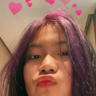 🦋 셀카, 인물사진, 여자, 소녀, 하트, 보라색 머리 telegram sticker