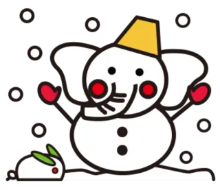 ☃ Schneemann, Winter, Elefant, Hase, Schnee, Cartoon, Süß telegram sticker
