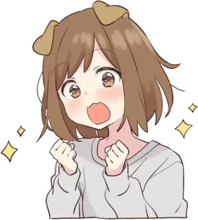 ✨ anime, cartoon, girl, dog, puppy, excited, happy, cute telegram sticker
