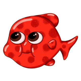 🙂 鱼, 卡通, 可爱, 动物, 红色, 插图 telegram sticker