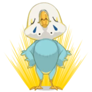 🙂 птица, милый, грустный, волнистый попугай, животное, желтая аура telegram sticker