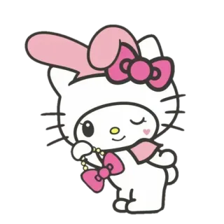 😉 Hello Kitty Hello Kitty, Sanrio, милый, каваий, мультфильм, наклейка, My Melody telegram sticker
