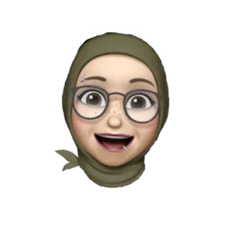 😁 femme, avatar, hijab, lunettes, emoji, visage whatsapp sticker