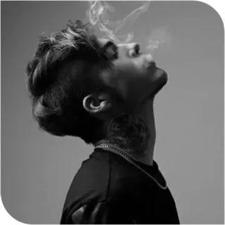 🚬 hombre, fumando, tatuaje, retrato, monocromo, tatuaje cuello, humo, cigarrillo telegram sticker