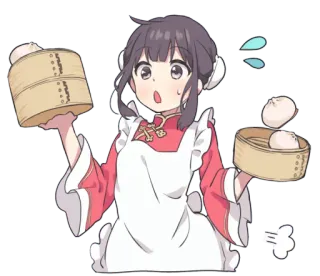 🤤 garota anime, dumplings, comida, culinária asiática, kawaii, fofo, vaporizador de bambu telegram sticker