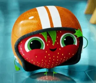 🍓 truskawka, owoc, kask, kreskówka, słodki telegram sticker