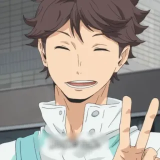 💗 Oikawa Tooru Haikyuu!! Anime, Haikyuu, Oikawa Tooru, Personaggio, Segno di pace telegram sticker