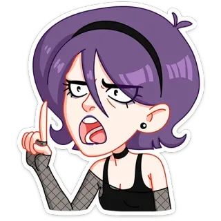 👆 Cartoon, Emo, Mädchen, Teenager, Ausdruck, Zeigen telegram sticker
