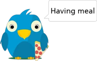 🍕 Having meal pássaro, refeição, pizza, desenho animado, comendo, comida telegram sticker