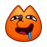 🤤 emoji, sorriso irônico, desenho animado, gato, laranja, engraçado, meme whatsapp sticker