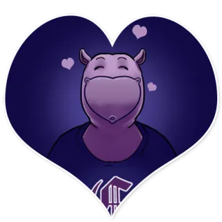 😘 하마, 동물, 귀여운, 하트, 사랑, 만화, 스티커 telegram sticker