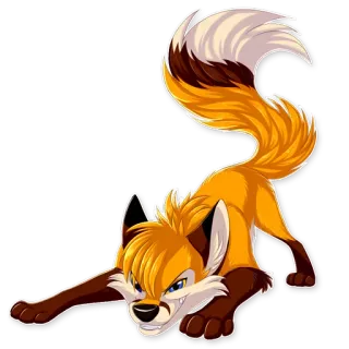 😈 renard, animal, poilu, dessin animé, mignon, joueur telegram sticker