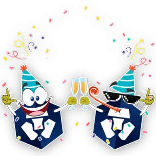 🍾 festa, celebração, desenho animado, confete, brinde, saúde telegram sticker