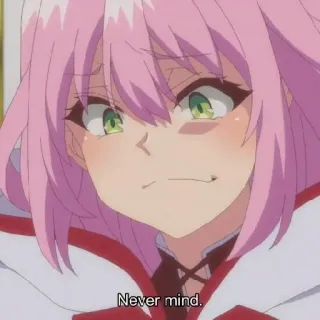 😕 Never mind. アニメ, ピンク髪, ツンデレ, 照れ, 可愛い telegram sticker