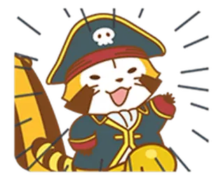 😃 pirata, procione, animale, cartone animato, cappello, teschio telegram sticker