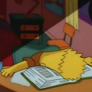 😩 Bart Simpson The Simpsons Bart Simpson, tired, studying, sleeping, cartoon telegram sticker