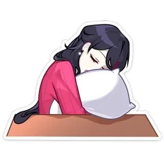 😴 ngủ, cô gái, gối, mệt mỏi, phụ nữ, anime telegram sticker
