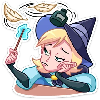 🙃 Hexe, Magie, Zauberstab, gelangweilt, Cartoon telegram sticker