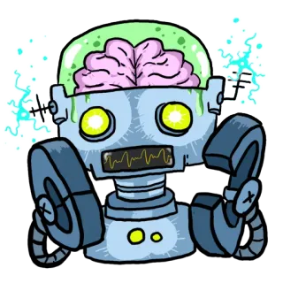 👐 robot, cerebro, zombie, monstruo, androide, cyborg, electricidad telegram sticker