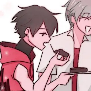 🦎 comendo, bolo, desenho animado, anime, amigos telegram sticker