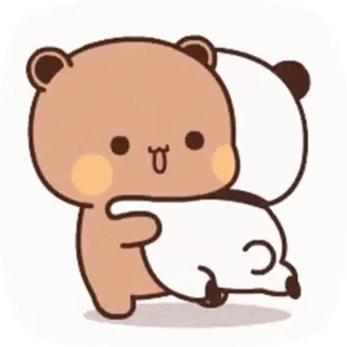 😍 urso, panda, abraço, fofo, kawaii, adesivo, desenho animado telegram sticker