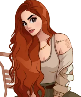 🤨 mujer, pelirroja, dibujo animado, personaje, chica telegram sticker