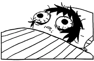 😵‍💫 meme, illustration, cartoon, stressed, scared, sleepless, insomnia telegram sticker