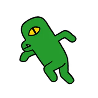 😗 Инопланетянин, Зеленый, Существо, Мультик, Смешной, Причудливый telegram sticker