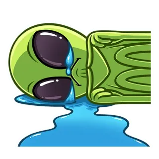 😭 Alien, Weinend, Traurig, Tränen, Grün, Sticker, Emotion, Melancholie telegram sticker