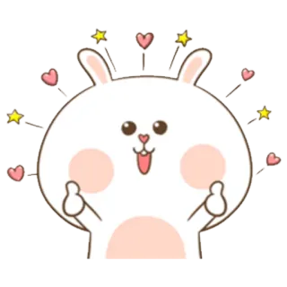 😊 conejo, lindo, kawaii, animal, pegatina, dibujo animado, corazón, estrella whatsapp sticker