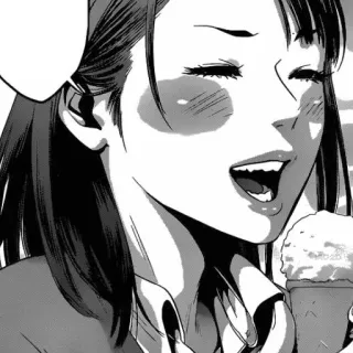 😊 anime, woman, ice cream, eating, manga whatsapp sticker